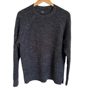 Jack Spade Mens Small Black Marled Knit Crewneck Sweater Pullover Career Work
